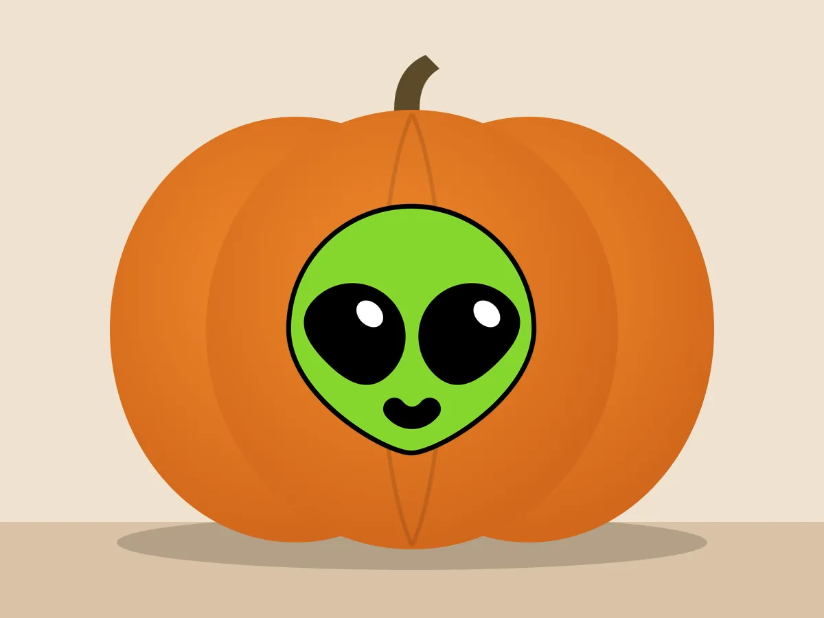 Pumpkin painted with the alien stencil