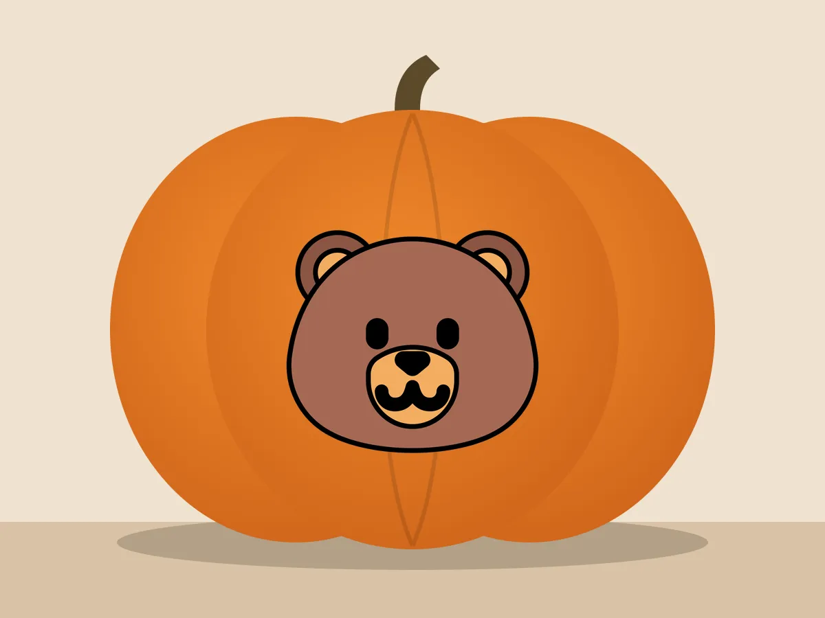 Pumpkin painted with the bear face stencil