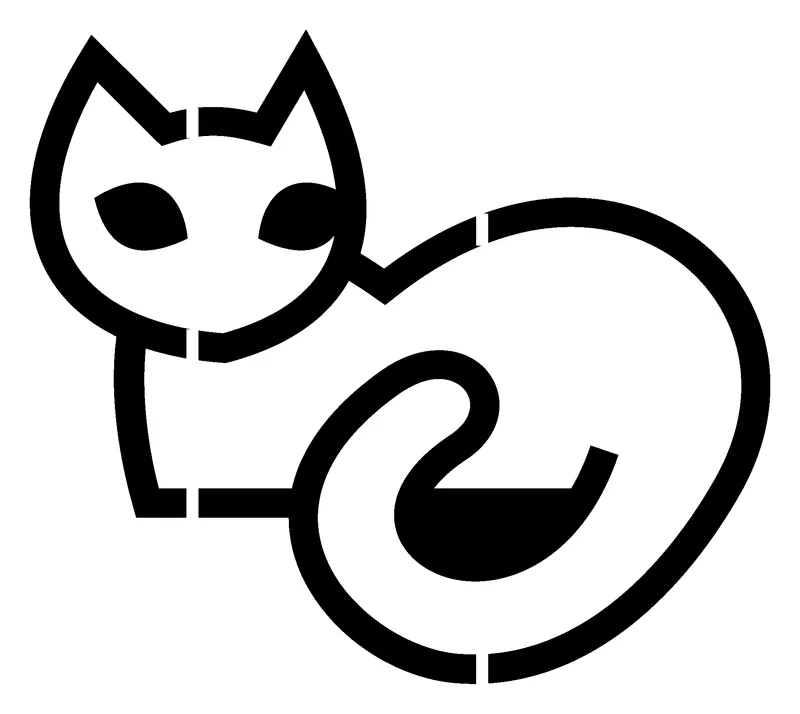 Black Cat pumpkin carving stencil, printable pattern