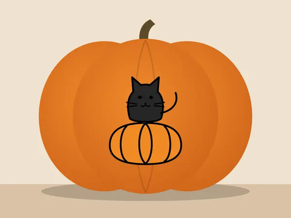 Pumpkin painted with the black cat on a pumpkin stencil