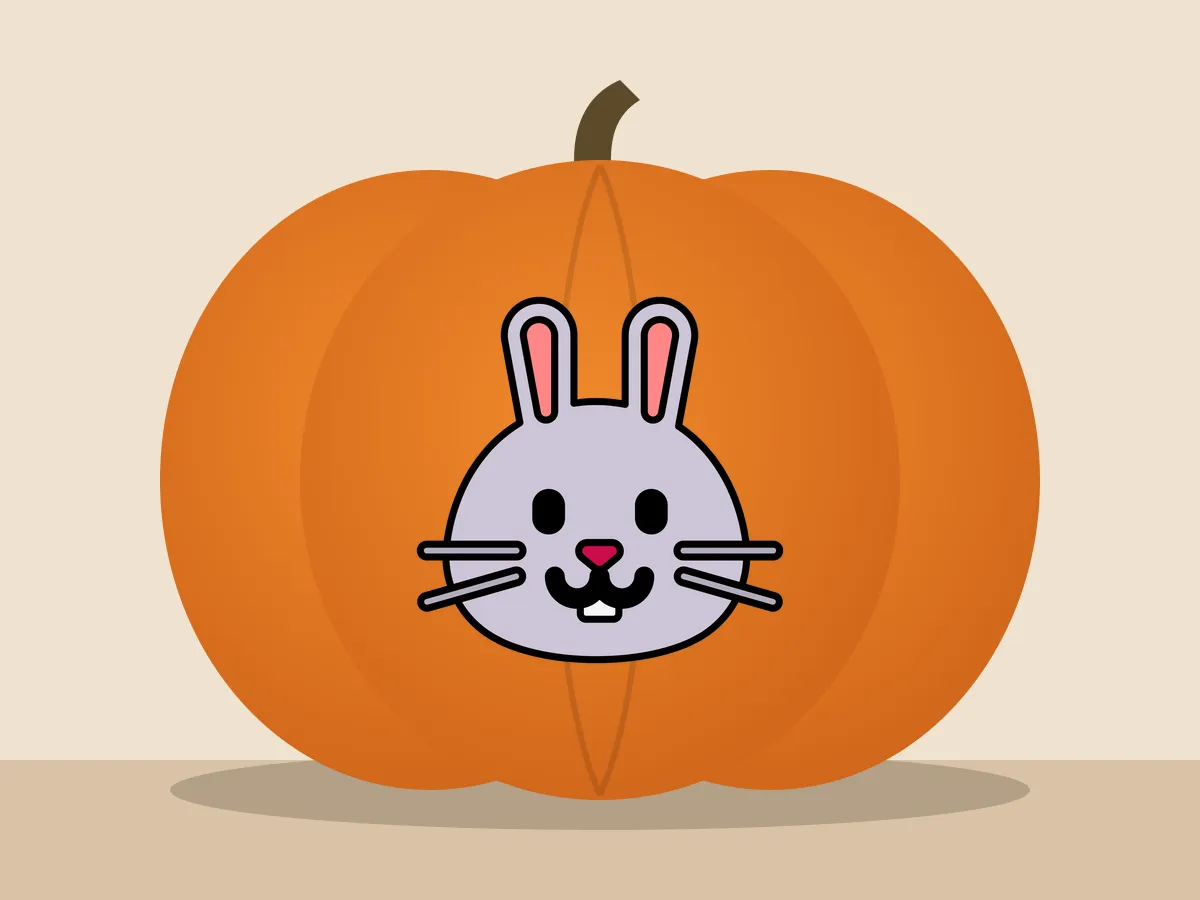 Pumpkin painted with the bunny face stencil