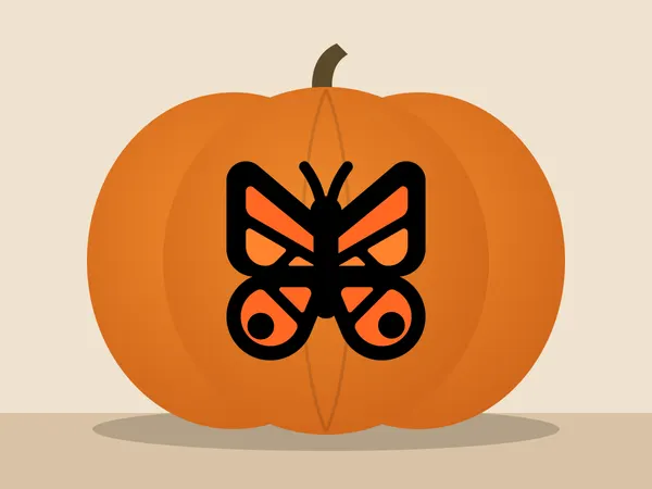 Kürbis bemalt mit dem Motiv „Schmetterling“