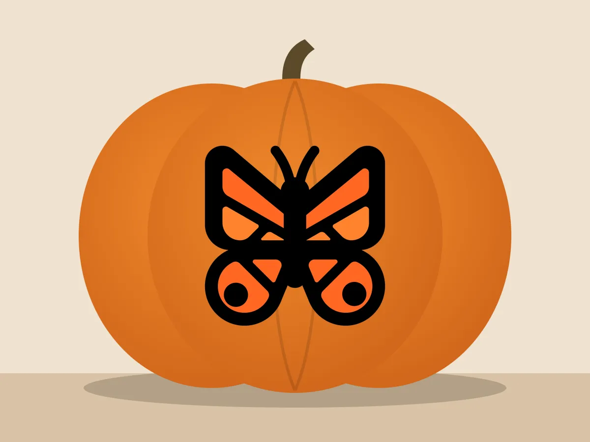 Pumpkin painted with the butterfly stencil