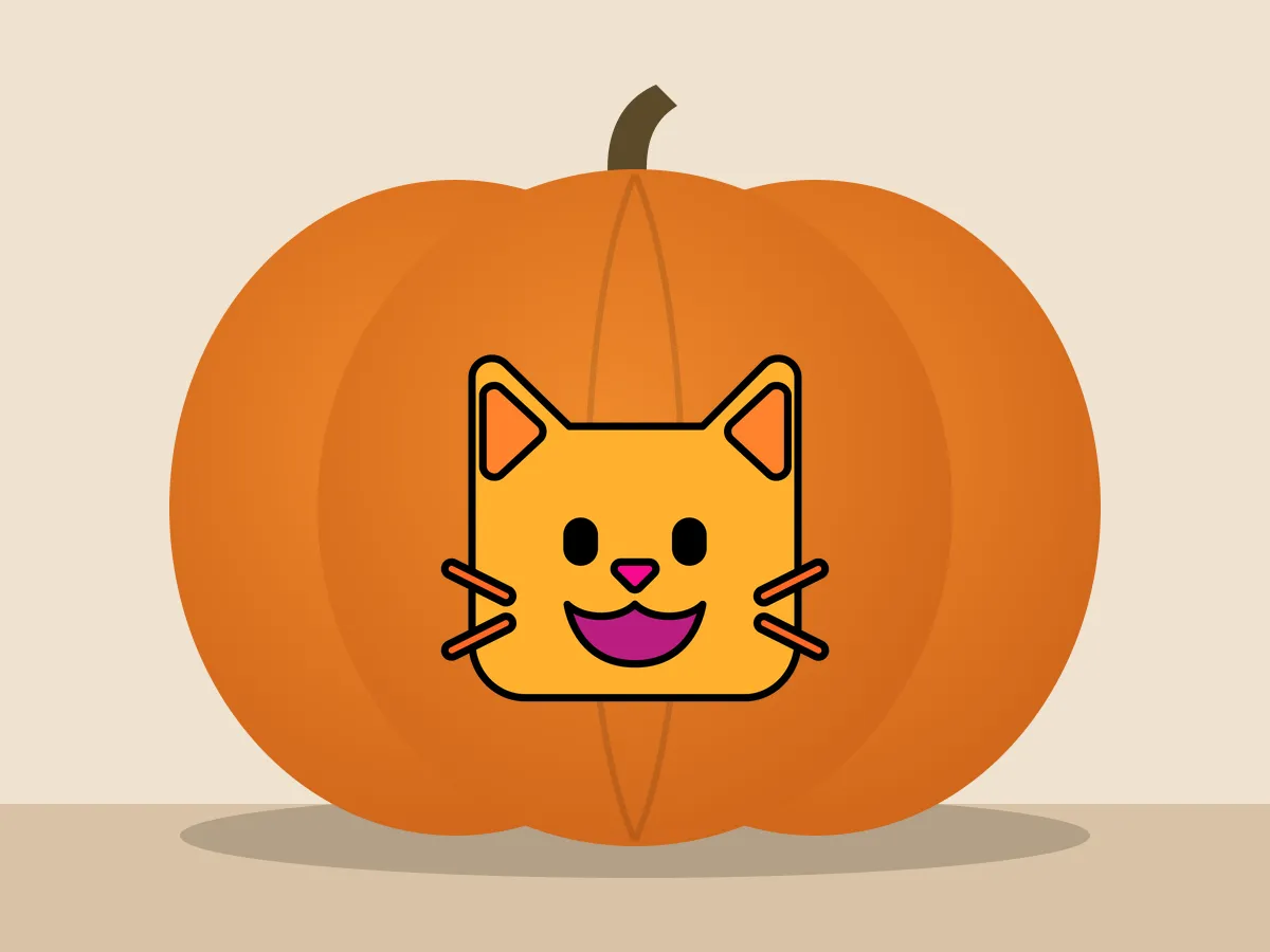 Pumpkin painted with the cat face stencil