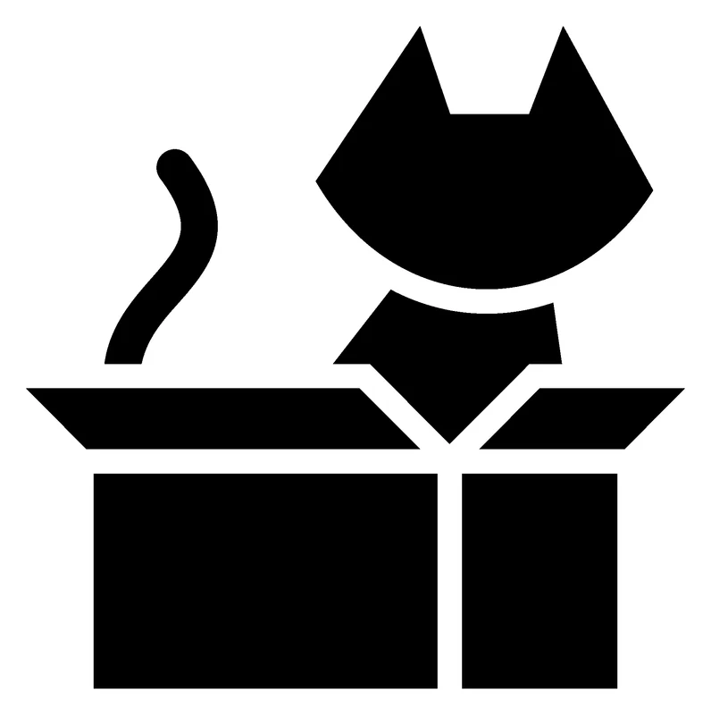 Cat in a Box pumpkin carving stencil, printable pattern
