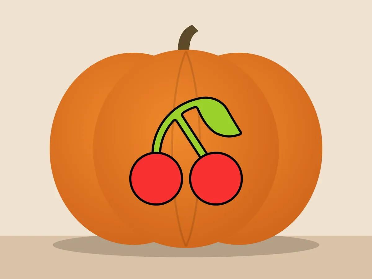 Pumpkin painted with the cherries stencil