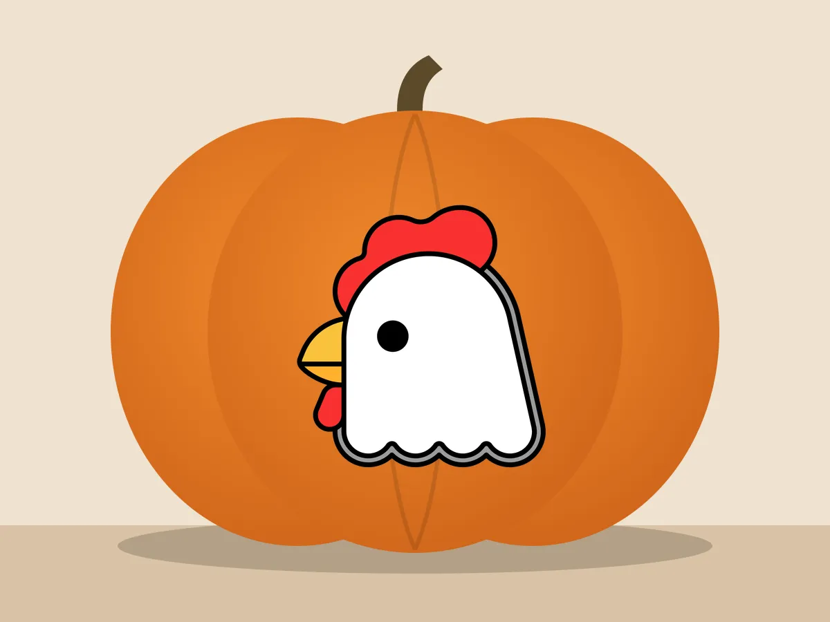 Pumpkin painted with the chicken stencil