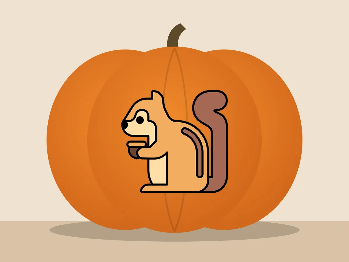 Pumpkin painted with the chipmunk stencil