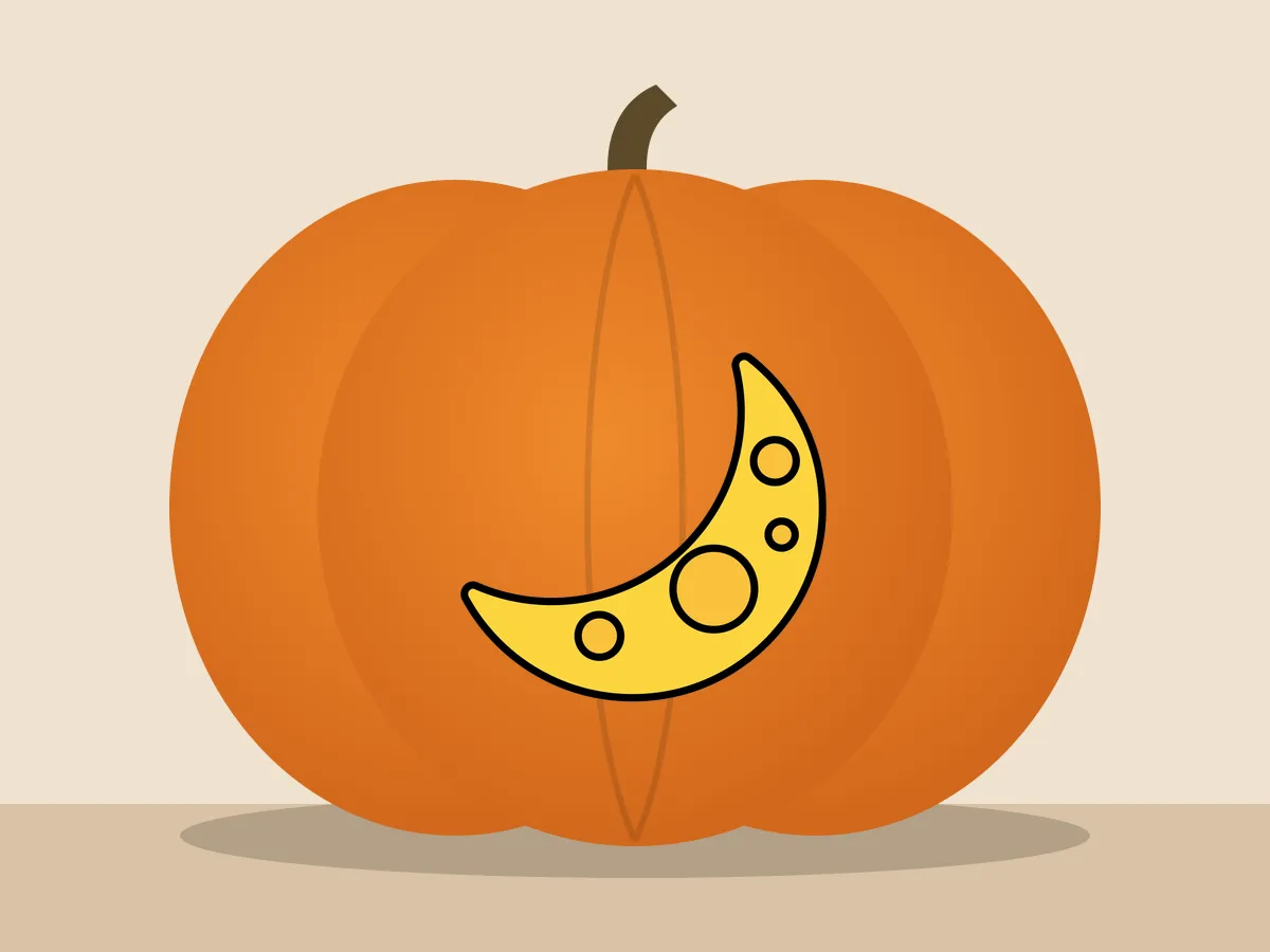 Pumpkin painted with the crescent moon stencil