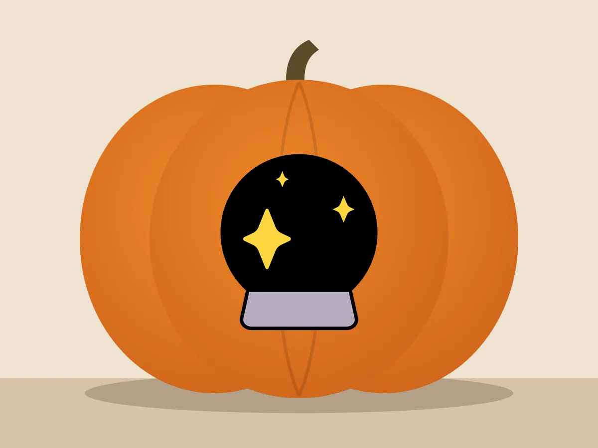 Pumpkin painted with the crystal ball stencil