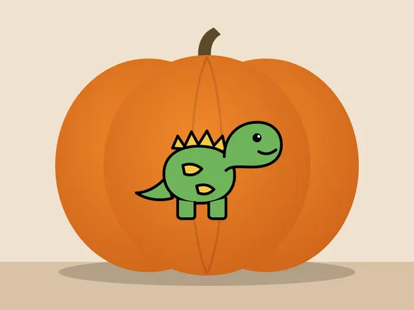 Pumpkin painted with the cute dinosaur stencil