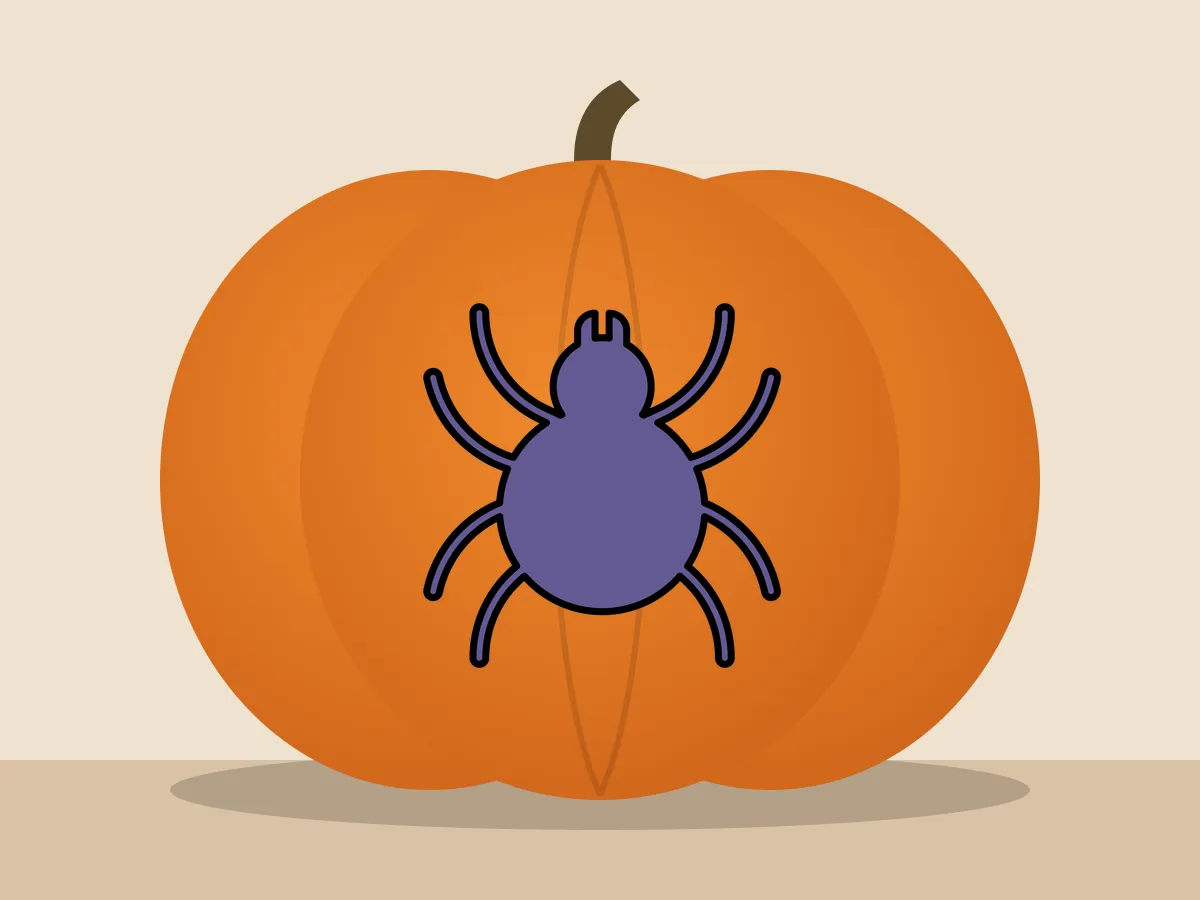 Pumpkin painted with the cute spider stencil