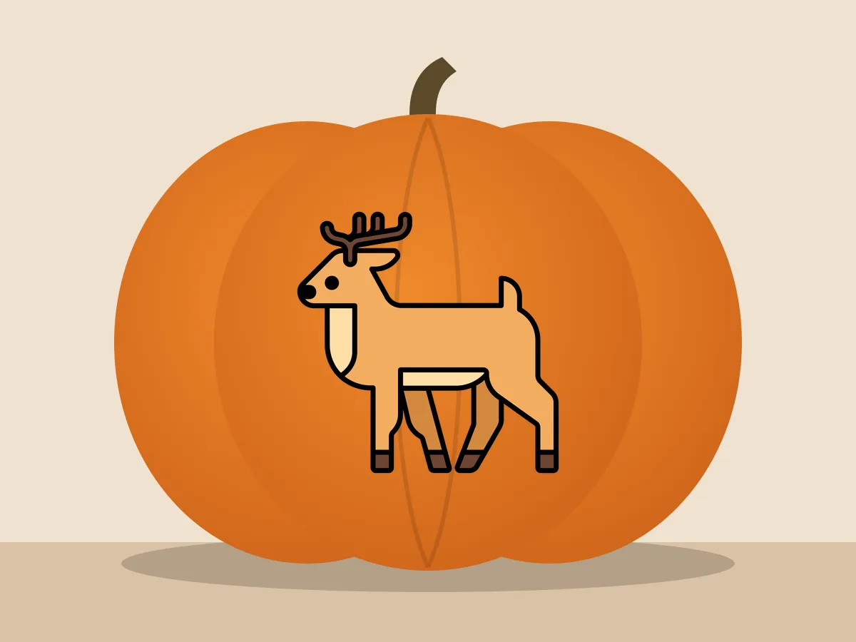Pumpkin painted with the deer stencil