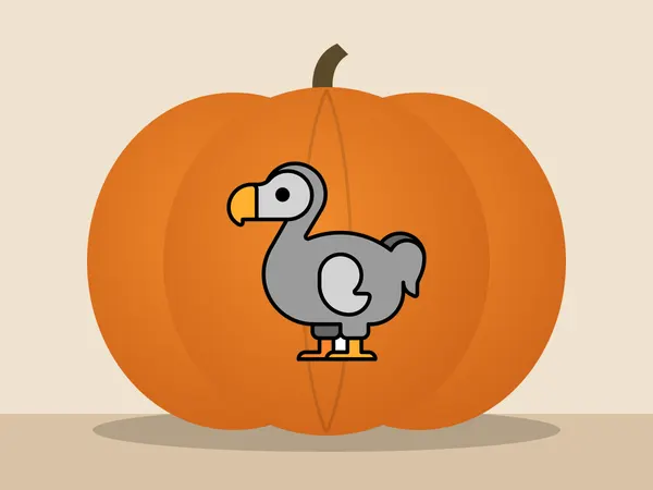 Kürbis bemalt mit dem Motiv „Dodo-Vogel“