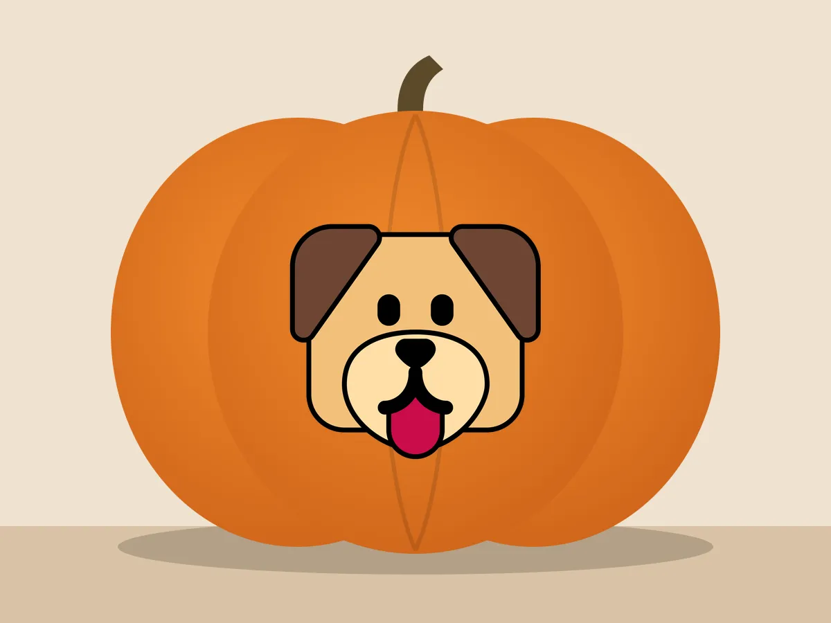 Pumpkin painted with the dog face stencil