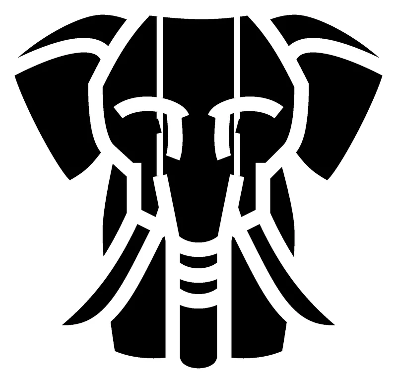 Elephant pumpkin carving stencil, printable pattern