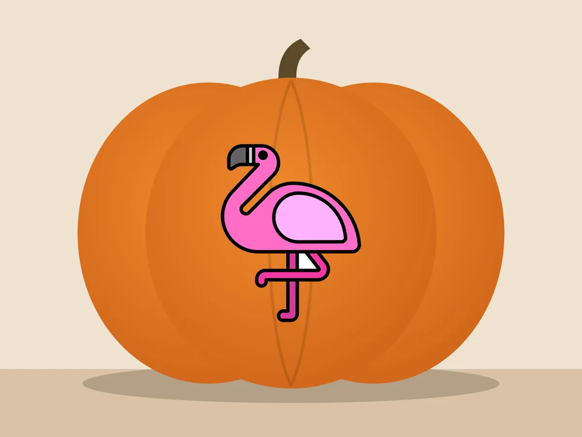 Pumpkin painted with the flamingo stencil