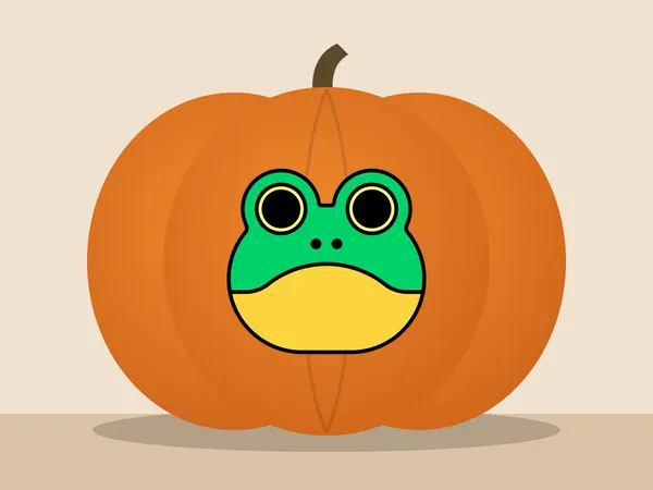 Kürbis bemalt mit dem Motiv „Frosch“