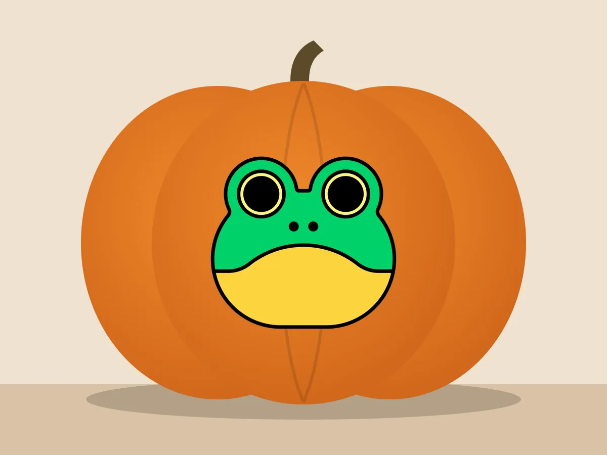 Pumpkin painted with the frog stencil