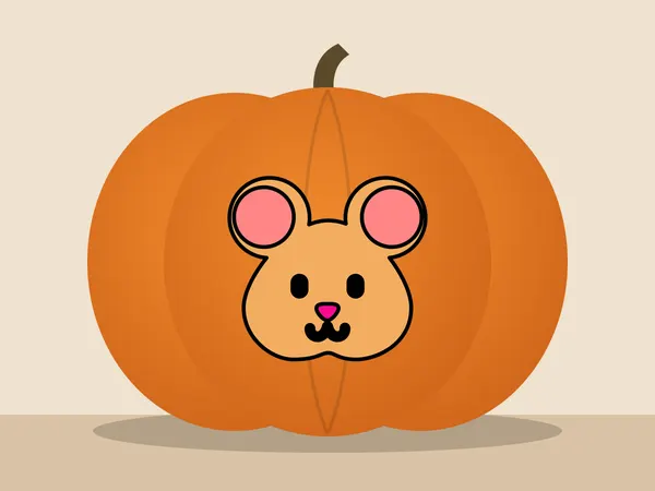 Kürbis bemalt mit dem Motiv „Hamster“