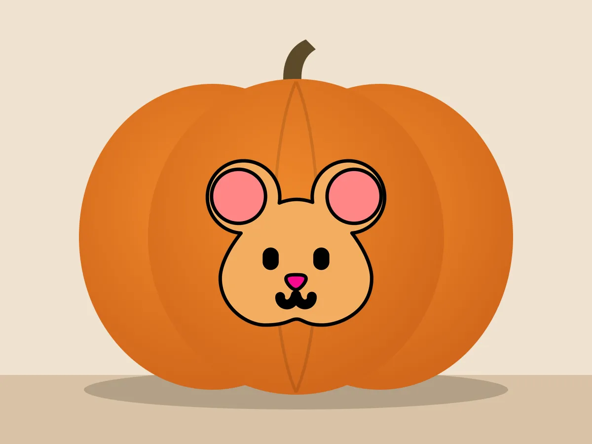 Pumpkin painted with the hamster stencil