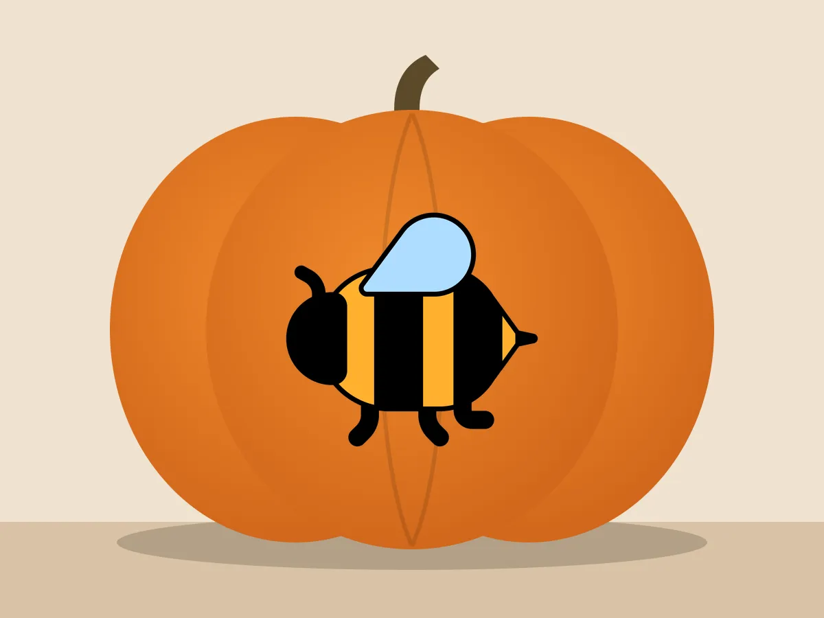 Pumpkin painted with the bumblebee stencil
