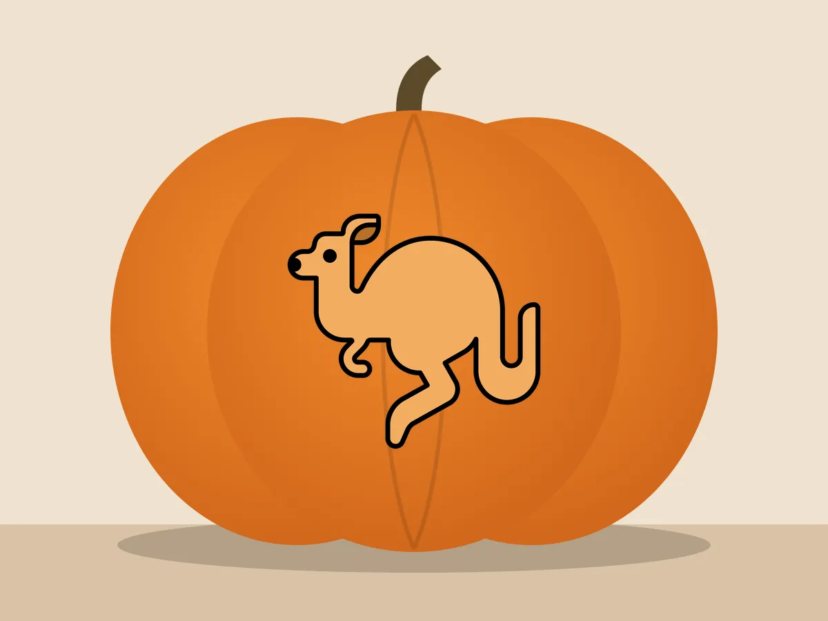 Pumpkin painted with the kangaroo stencil