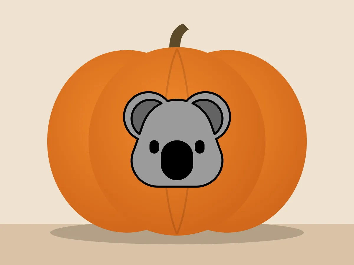 Pumpkin painted with the koala stencil