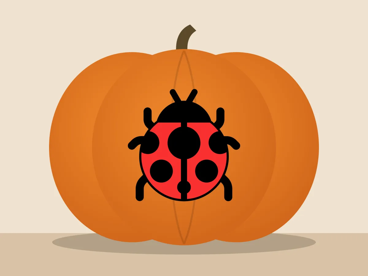 Pumpkin painted with the ladybug stencil