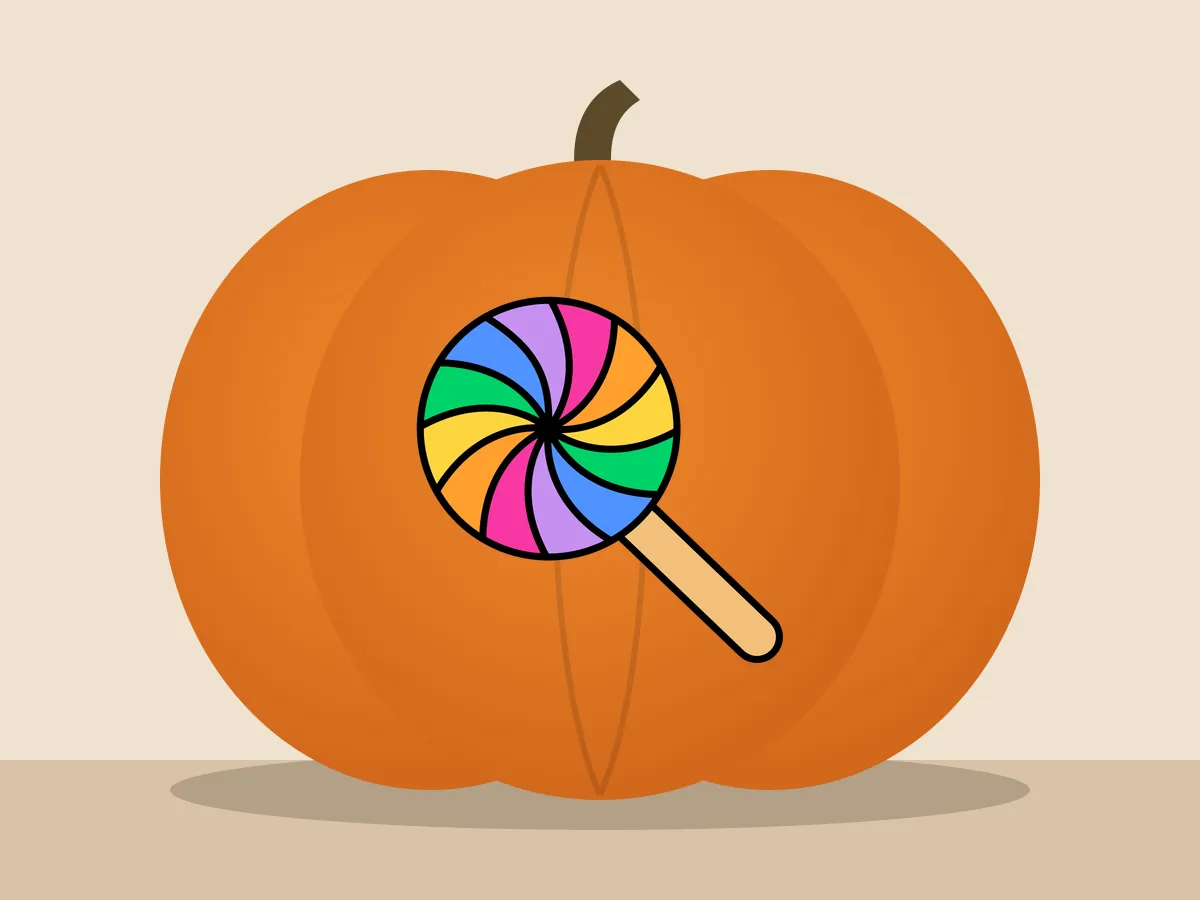 Pumpkin painted with the lollipop stencil