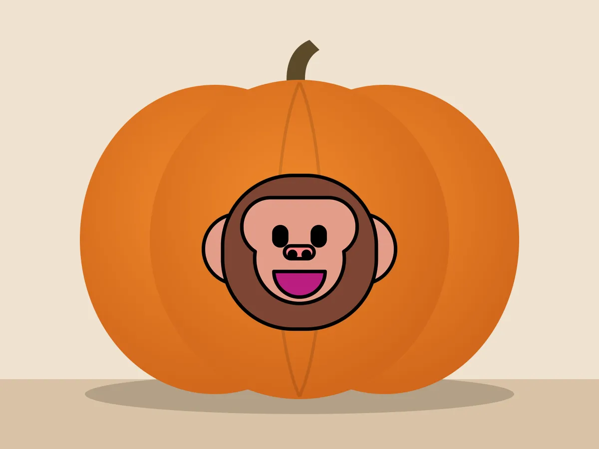 Pumpkin painted with the monkey face stencil