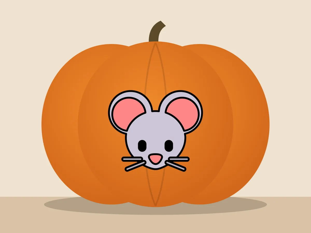 Pumpkin painted with the mouse face stencil