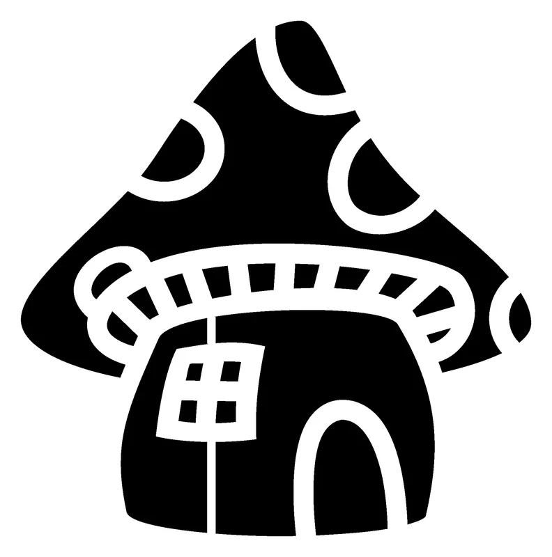 Mushroom House pumpkin carving stencil, printable pattern