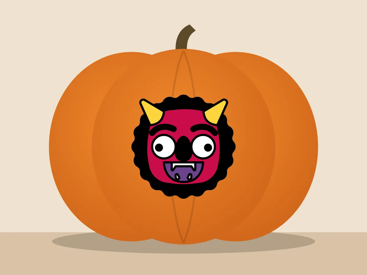 Pumpkin painted with the ogre mask stencil