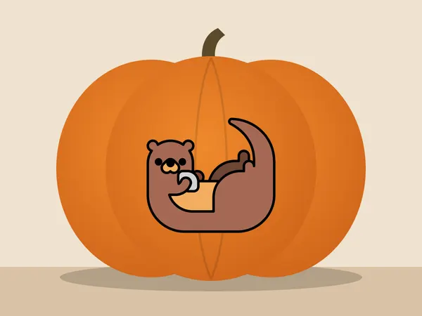 Kürbis bemalt mit dem Motiv „Otter“