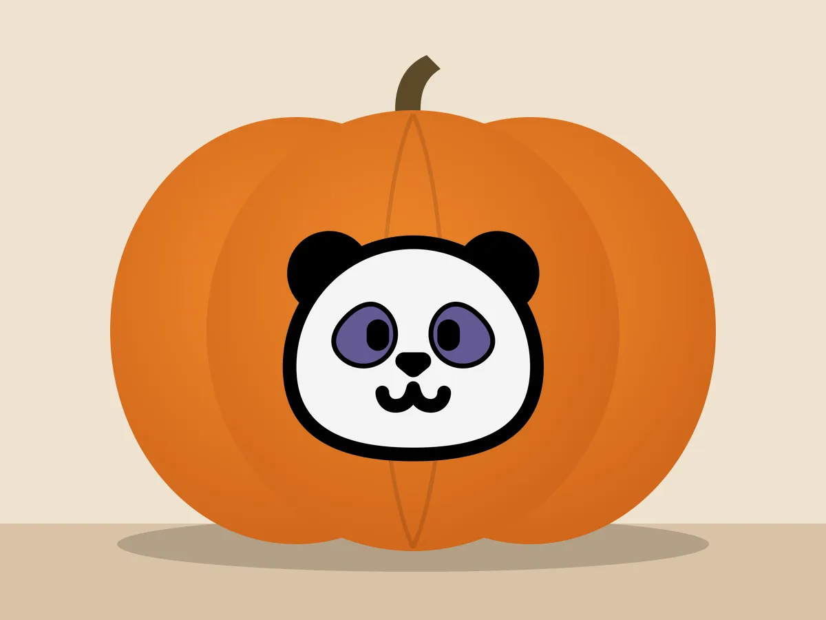 Pumpkin painted with the panda stencil