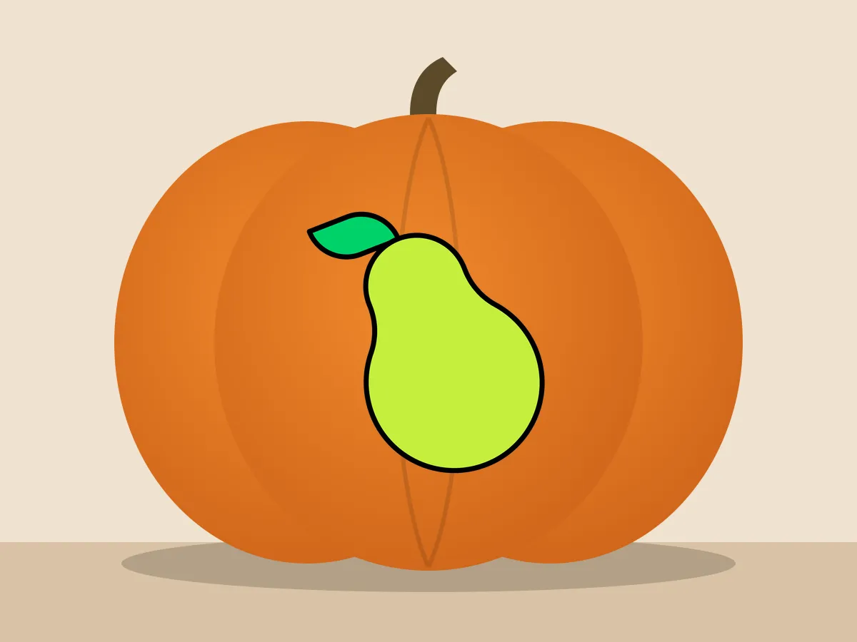 Pumpkin painted with the pear stencil