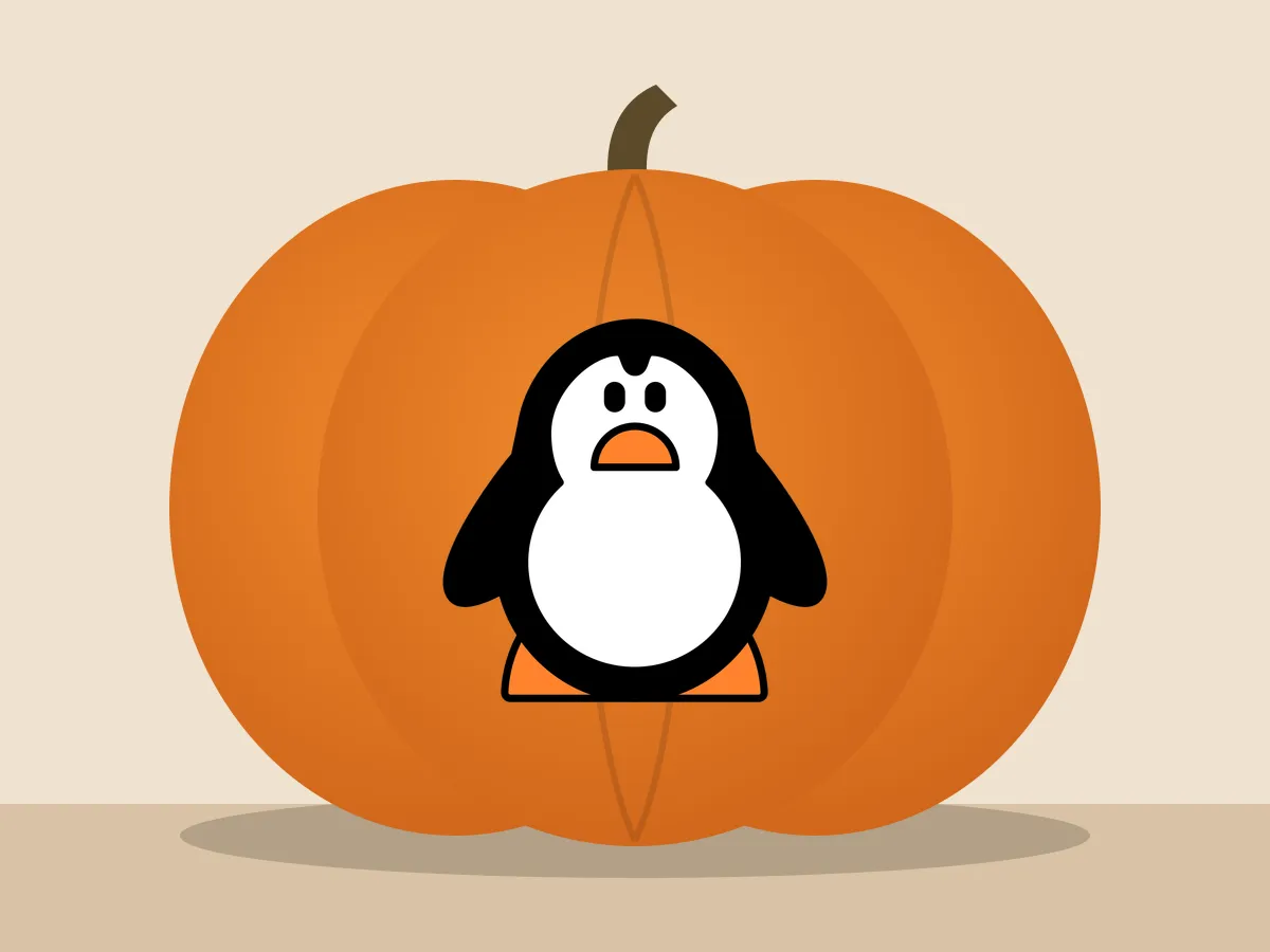Pumpkin painted with the penguin stencil