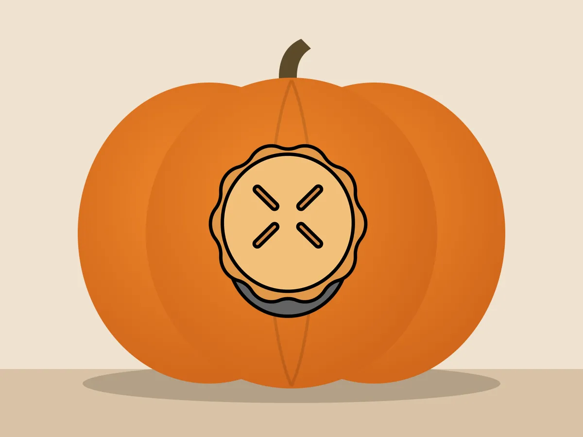 Pumpkin painted with the pie stencil