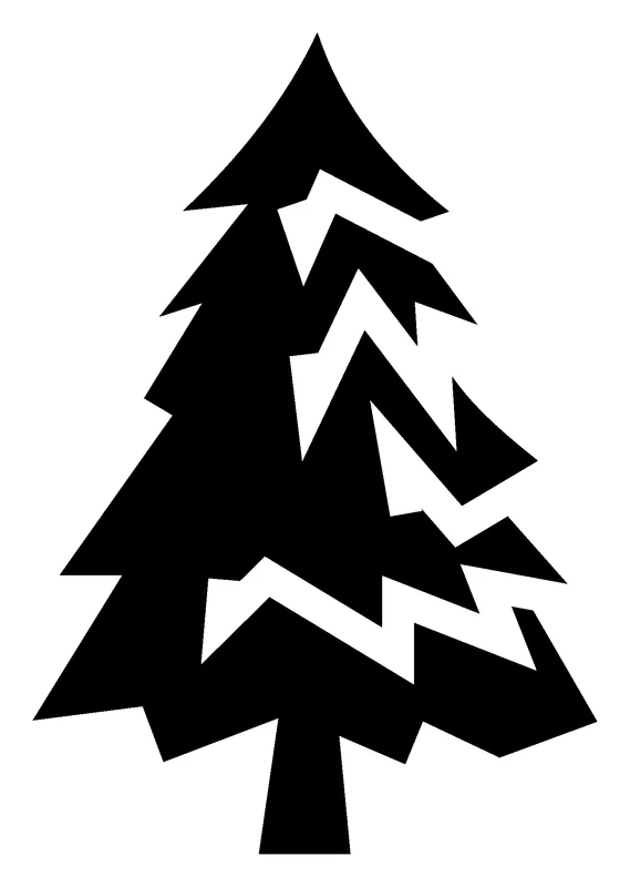 Pine Tree pumpkin carving stencil, printable pattern