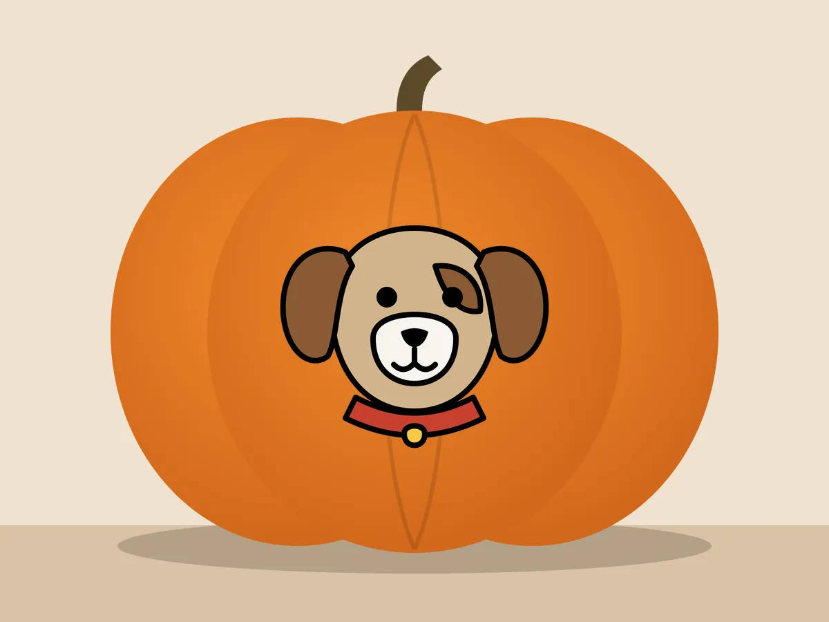 Pumpkin painted with the puppy stencil