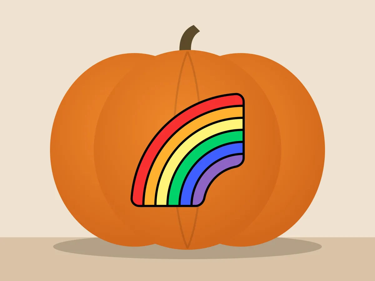 Pumpkin painted with the rainbow stencil