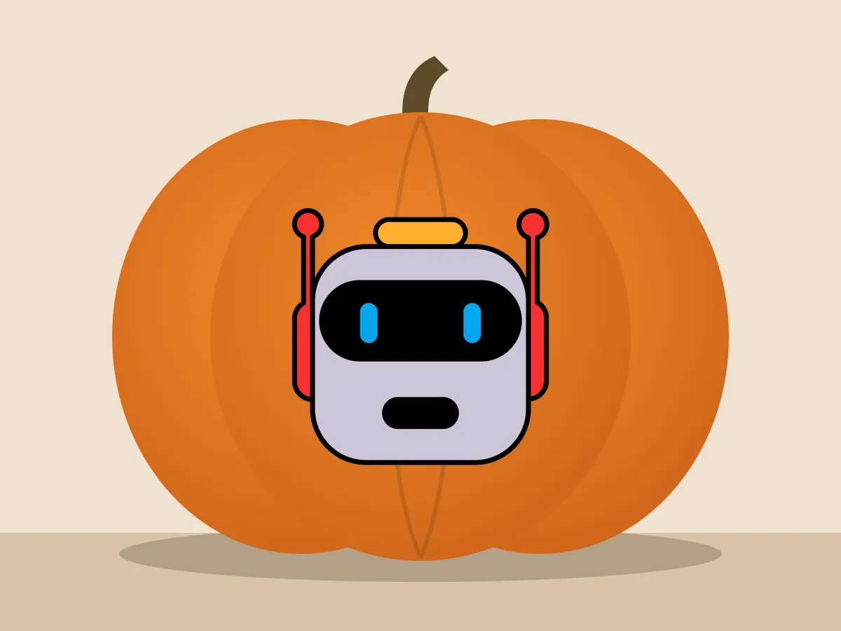 Pumpkin painted with the robot face stencil