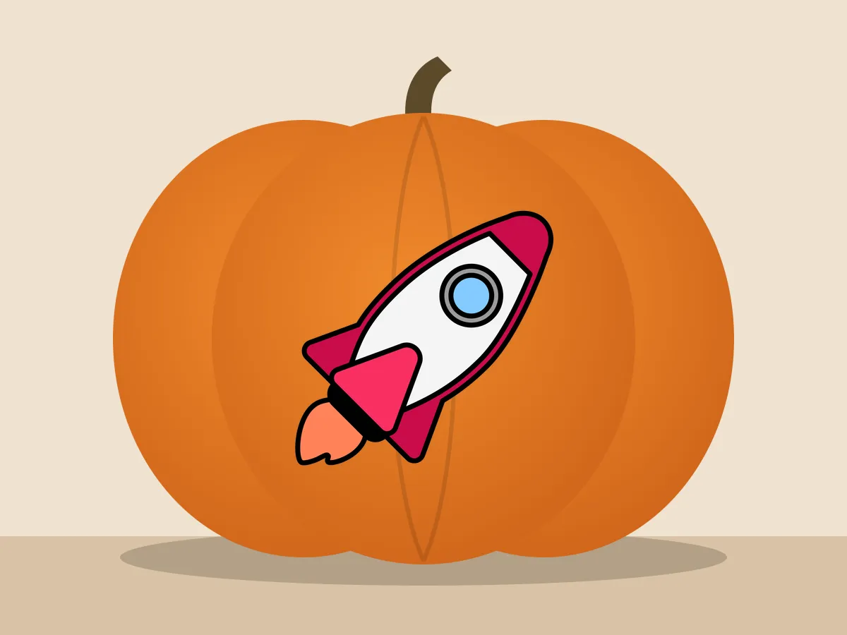 Pumpkin painted with the rocket stencil