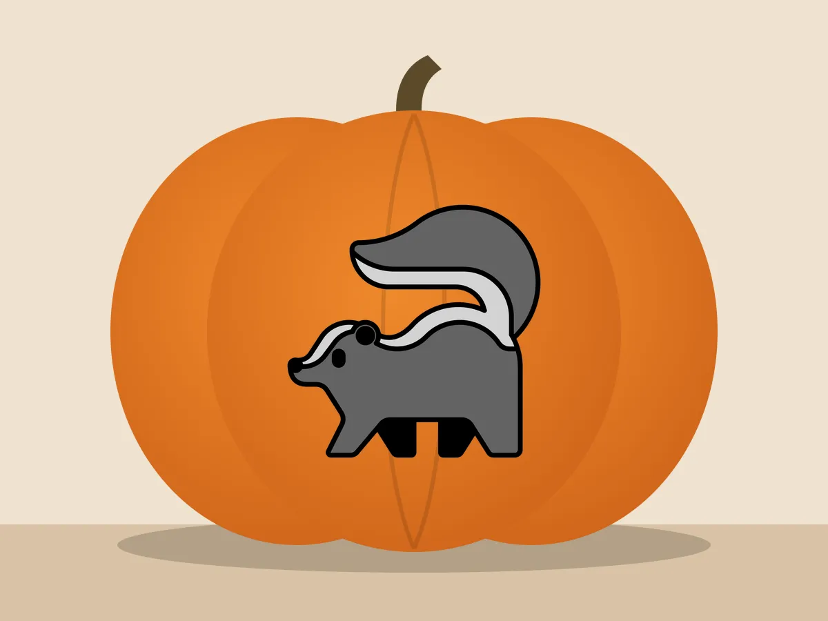 Pumpkin painted with the skunk stencil