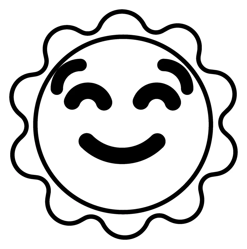 Smiling Sun pumpkin painting stencil, printable outline