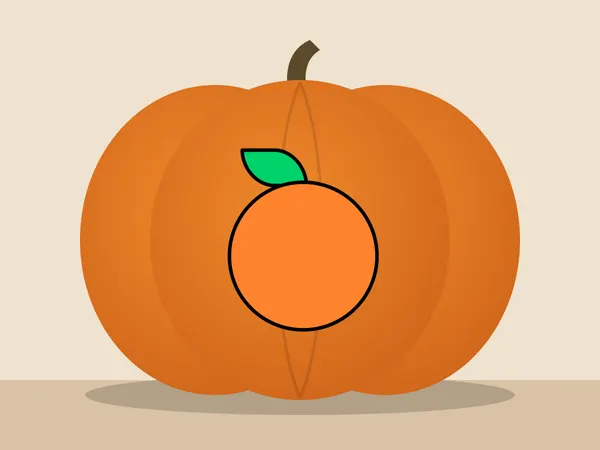 Kürbis bemalt mit dem Motiv „Mandarine“