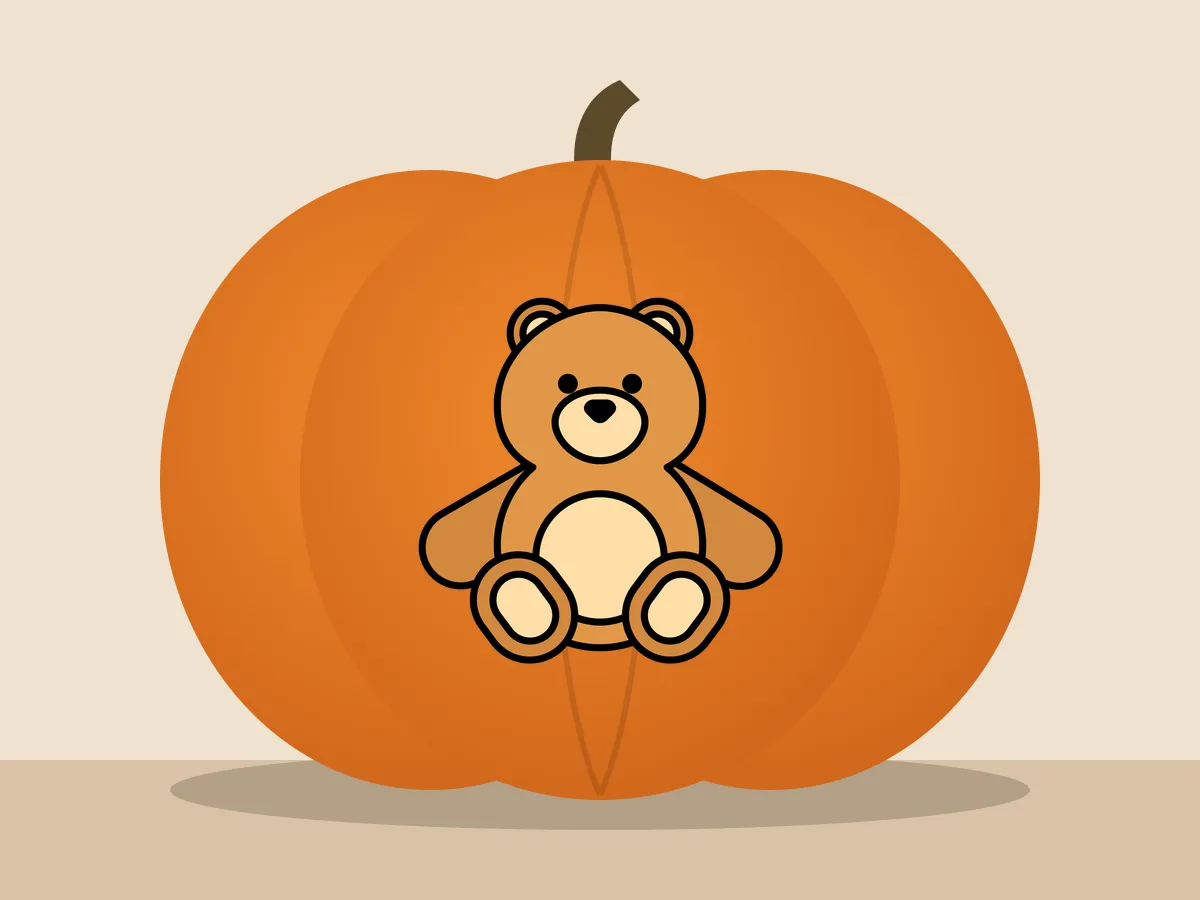Pumpkin painted with the teddy bear stencil