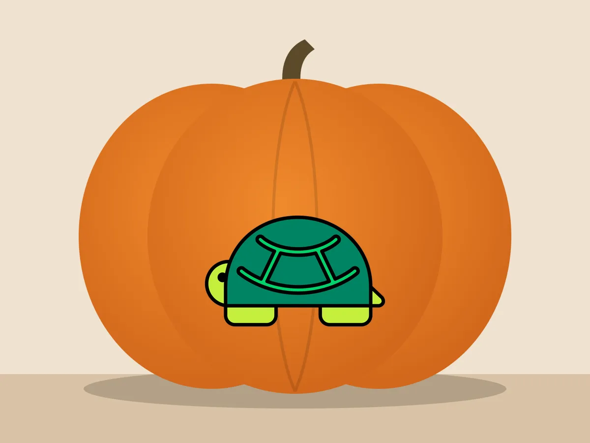 Pumpkin painted with the turtle stencil