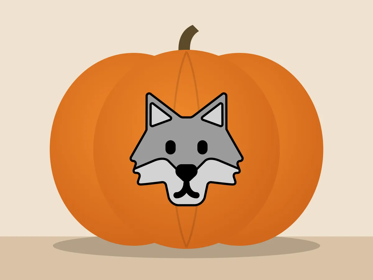 Pumpkin painted with the wolf face stencil